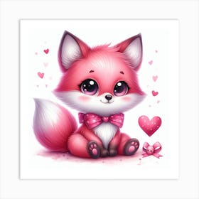 Fox Valentine's day 2 Art Print
