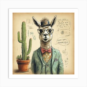 Llama In A Suit 2 Art Print