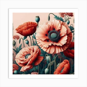 Aesthetic style, Large red poppy flower 5 Art Print