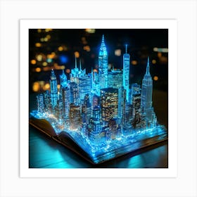 3D New York City in the book 2 Art Print