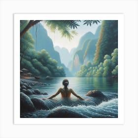 Woman In The Water Art Print