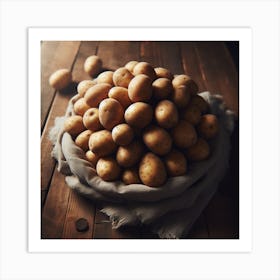 Potatoes On A Wooden Table 2 Art Print