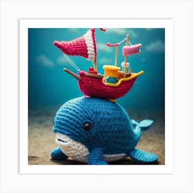 Crocheted Whale Art Print