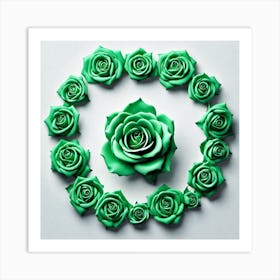 Green Roses In A Circle 1 Art Print