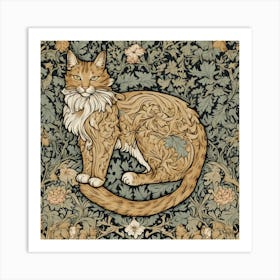 William Morris Style Cats Textiles 6 Art Print