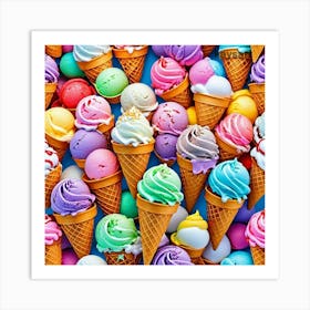 Colorful Ice Cream Cones Art Print