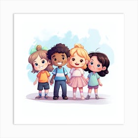 Kids In A Group Art Print