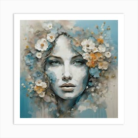 Woman With Flowers Art Print