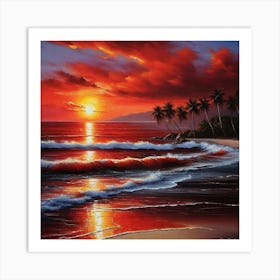 Sunset On The Beach 1074 Art Print