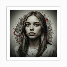 Girl With A Tattoo Art Print