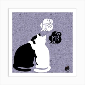 Wedding Love Cats Hug Romantic Art Print