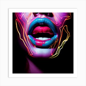 Neon Lips Art Print