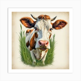 Cow In The Grass 6 Art Print