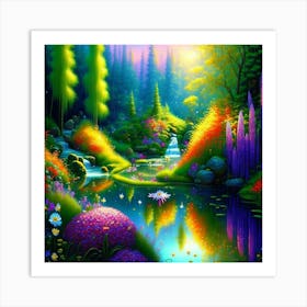 Rainbow In The Forest Art Print