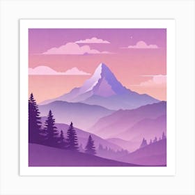 Misty mountains background in purple tone 79 Art Print