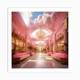 Firefly Dreamy Pink Mall With Cloud Benches And Golden Accents 78143 (2) Art Print