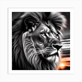 Lion At Sunset 12 Art Print