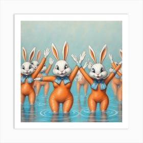 Rabbits In The Water 2 Art Print