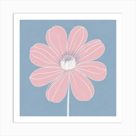 A White And Pink Flower In Minimalist Style Square Composition 369 Art Print