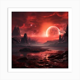 An Alien Planet With Red Sky 3:7 Art Print