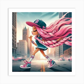 Pink Haired Girl 2 Art Print