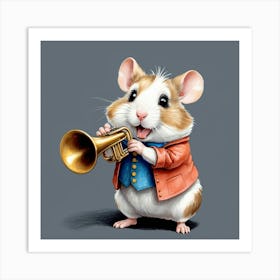 Hamster Playing The Trumpet Art Print