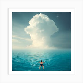 Man Floating In The Ocean Art Print