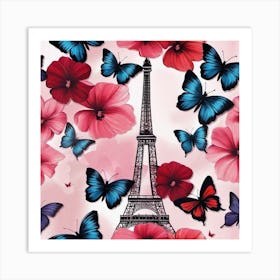 Paris With Butterflies 57 Art Print