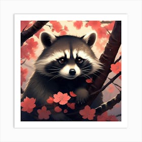 Japanese raccoon 1 Art Print