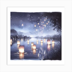 Lanterns In The Sky Art Print