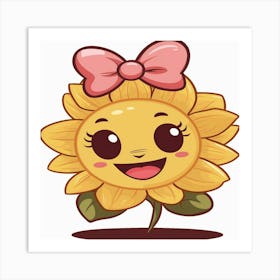 Happy  Smilling Sunflower, kids Art Print