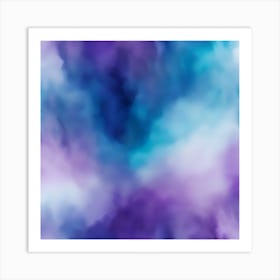 Beautiful purple blue abstract background. Drawn, hand-painted aquarelle. Wet watercolor pattern. Artistic background with copy space for design. Vivid web banner. Liquid, flow, fluid effect. Art Print