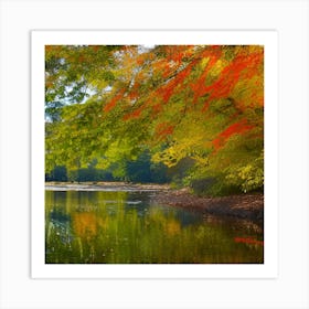 Autumn Leaves In A Lake Photo Art Print