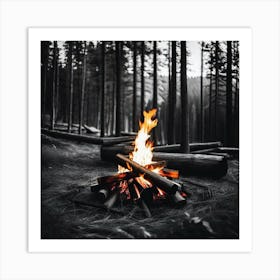 Campfire In The Woods 10 Art Print