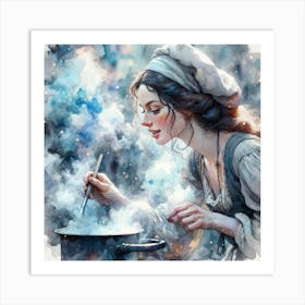 Lady Cooks Art Print