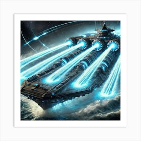 Cascade Sovereignty Scifi Poseidon Dreadnought Tidal Beams Art Print