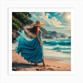 Girl On The Beach 3 Art Print