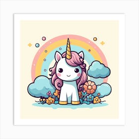 Unicorn Kawaii 4 Art Print