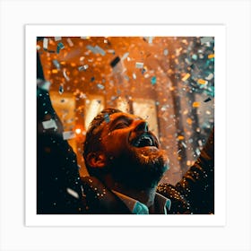 Happy Man With Confetti Art Print