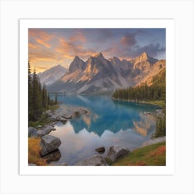 Sunrise At Lake Lupine Art Print