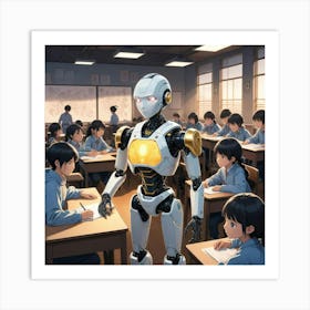 Robot In Classroom 18 Art Print