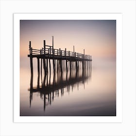 967449 A Wooden Pier At Misty Dawn In A Still Sea Xl 1024 V1 0 1 Art Print