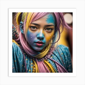 Girl With Colorful Makeup Art Print