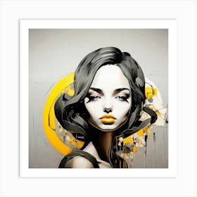 Girl Yellow Abstraction Art Print