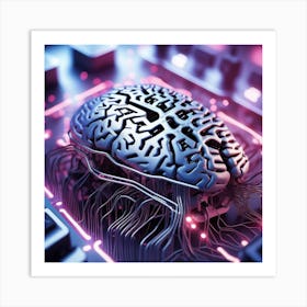 Brain On A Computer 2 Art Print