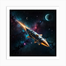 Spaceship In Space 2 Art Print