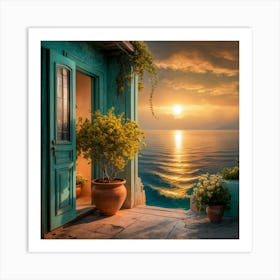 Sunset In Greece Art Print