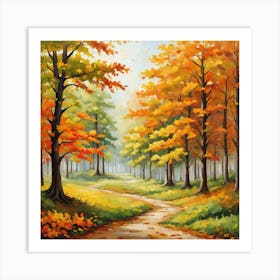 Forest In Autumn In Minimalist Style Square Composition 288 Art Print