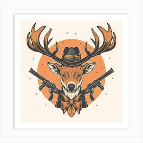 Deer With Guns Art Print