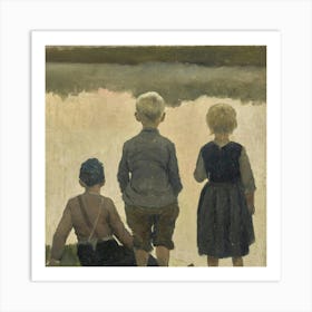 Three Children By The Water Art Print